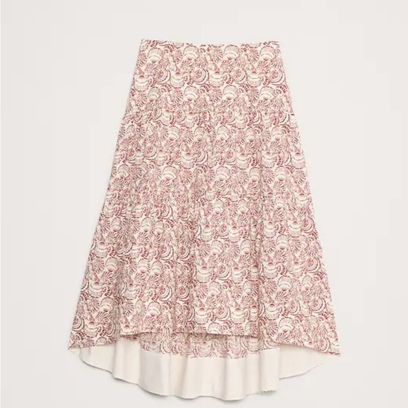 Banana Republic Dresses & Skirts - Banana Republic Pink and White Printed Tiered Midi Skirt